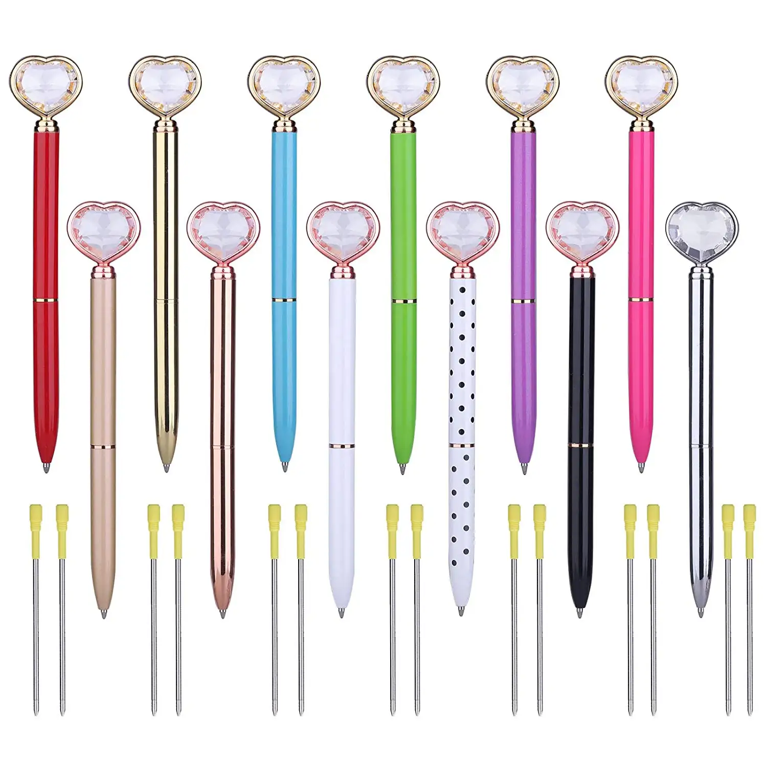 Heart Shape Diamond Pen Diamond Crystal Pen Ballpoint Pen for Office Supplies