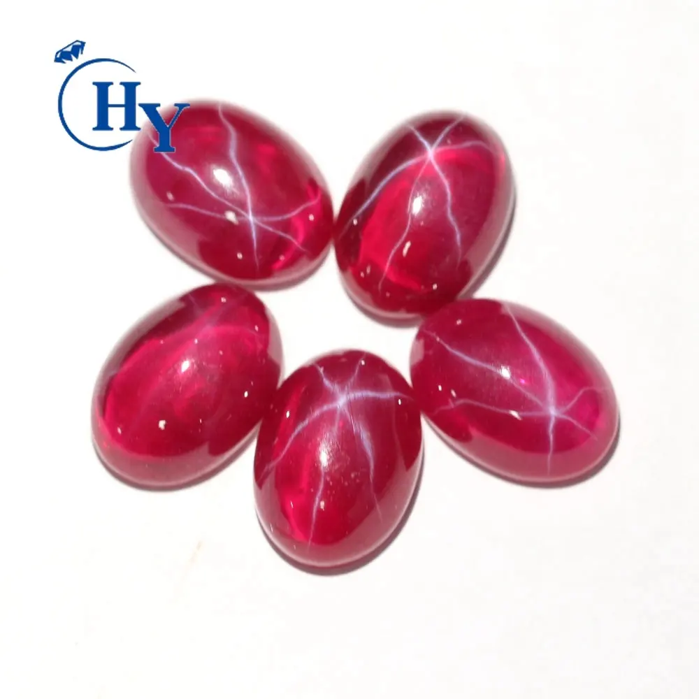 Pedra preciosa para colar, pedra preciosa oval ruby cabochon star ruby aaa de boa qualidade