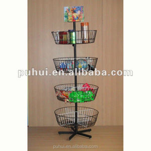 Cửa Hàng Bán Lẻ Sắt Thép Vòng Giỏ Di Động Dây Kim Loại <span class=keywords><strong>Dump</strong></span> <span class=keywords><strong>Bin</strong></span> Spinner <span class=keywords><strong>Display</strong></span> Stand - Product Image 5