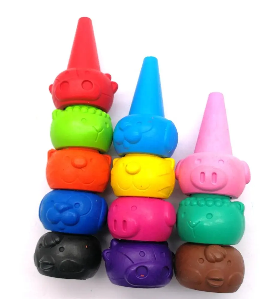 Di plastica 3D dito pastello animale a forma di dito vernice pastello impilabile pastelli pittura bastoni matita lavabile per il bambino