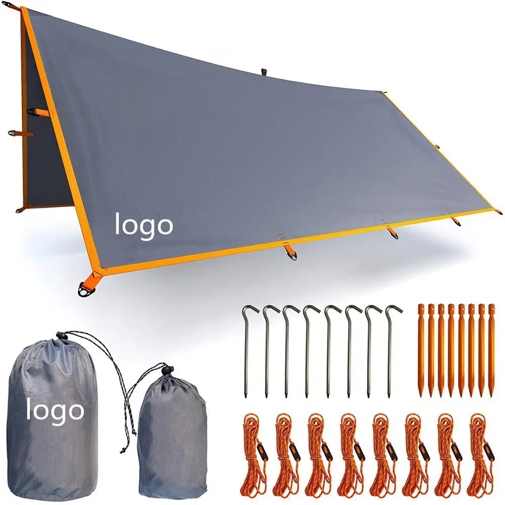 Woqi tente de Camping en plein air pluie mouche bâche 210T Nylon ripstop PU 3000 étanche léger équipement de survie abri pour Camping
