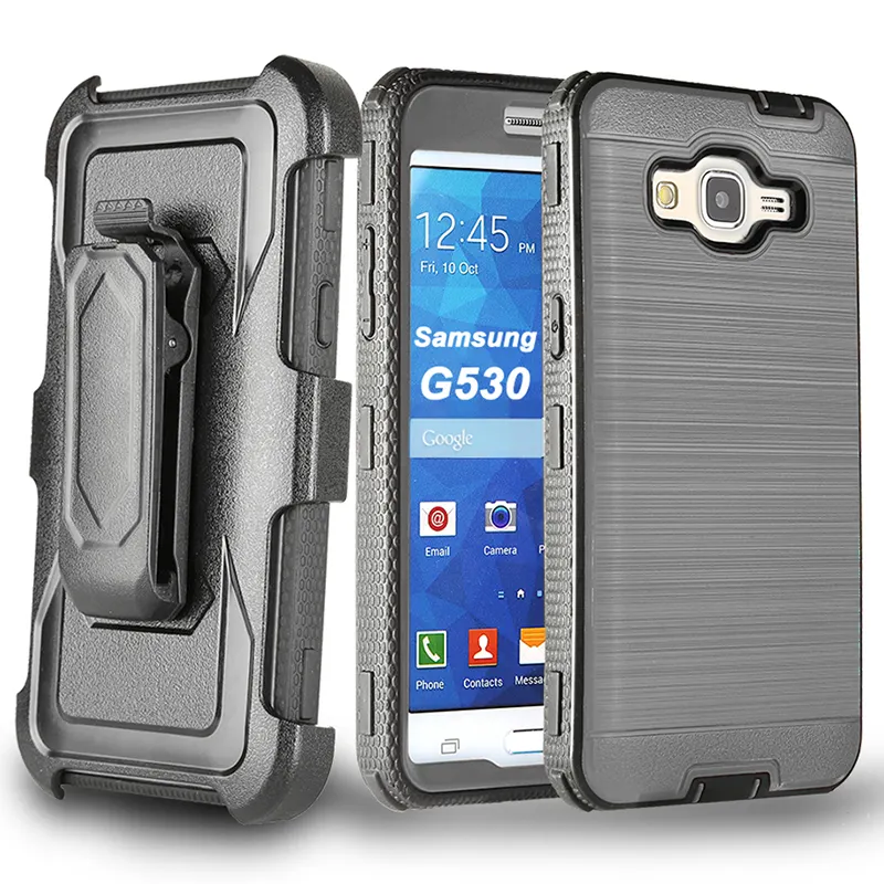 Gute Qualität Telefon abdeckung Metall Textur gebürstet Rüstung Holster Fall für Samsung Galaxy Grand Prime G530/J2 Prime