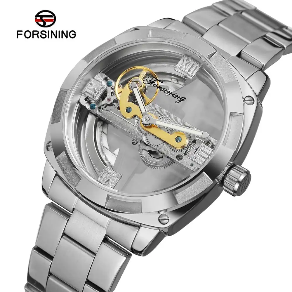 Forsining-Reloj de pulsera para hombre, automático, mecánico, dorado, de alta calidad