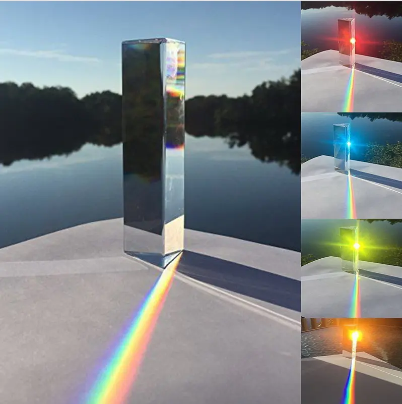 En gros optique en verre cristal k9 60 degrés arc-en-ciel équilatéral prisme triangulaire