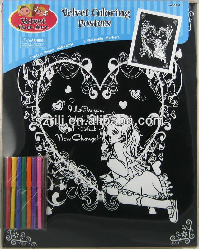 Plastic art to color black velvet coloring posters poster color paint made in China