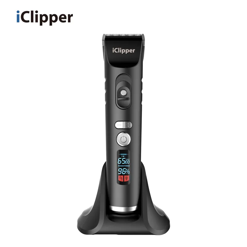 IClipper Display LCD móvel de Cerâmica cortador de cabeça e cabeça de cortador fixo Sem Fio Recarregável cortar Cabelo de titânio