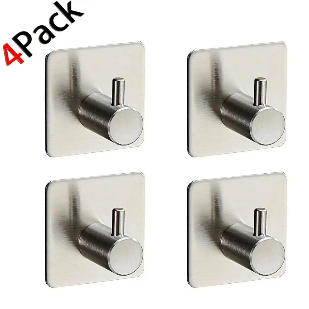 SUS304 Nichel Spazzolato Asciugamano/Robe Gancio Autoadesivo Della Parete ganci Per Cucina Bagno 4 pz/pacco