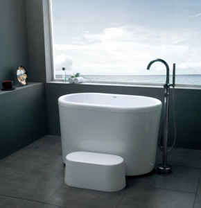 小浴缸大小现代独立浸泡圆形浴缸大小为一个人浴 - Product Image 1