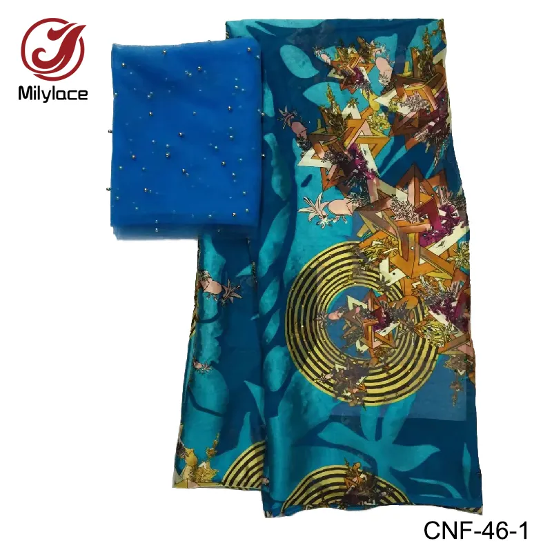 Africano impresso macio chiffon fino chiffon de poliéster tecido de renda para o vestido