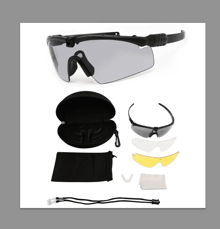 Gafas de balístico de estilo deportivo, lentes tácticos de camuflaje para tiro, venta al por mayor, muestra gratis