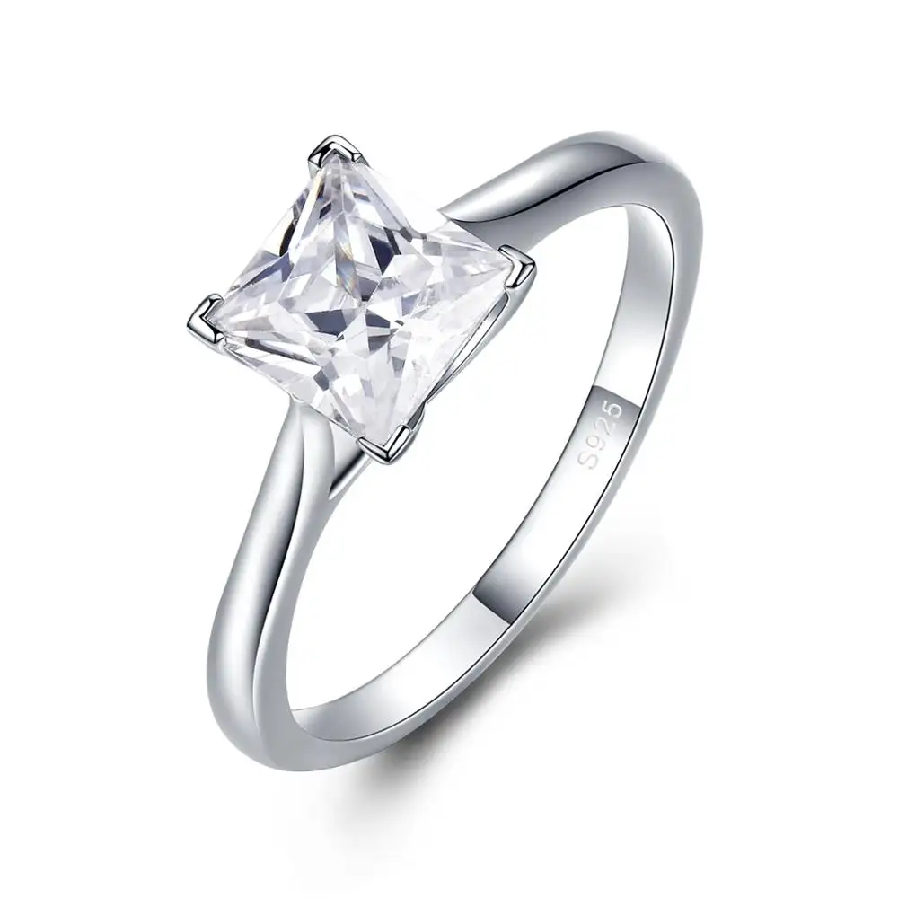 BAGREER SCR044 di Modo semplice grande piazza zircone trasparente diamante anello in argento 925 anello di barretta di fidanzamento e di nozze dei monili delle donne