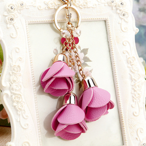 New Charm Fashionドレスウォッチクォーツキーチェーンかわいいタッセル花キーチェーン女性キーホルダー女性バッグペンダントジュエリー