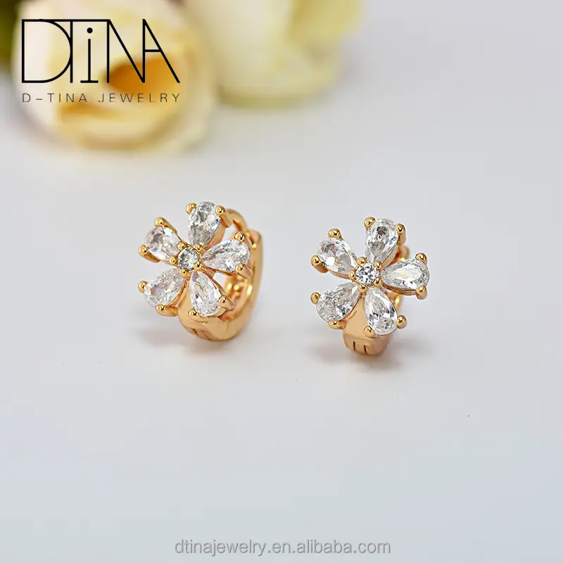 DTINA Anting-Anting Gadis Bentuk Bunga Yiwu, Anting Gadis Kristal Zirkon Mode