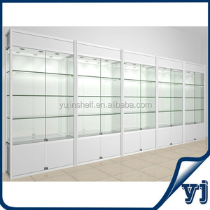 Hot bán trung tâm mua sắm sử dụng khung bạc linkable tường Glass Showcase thiết kế với ánh sáng - Product Image 3