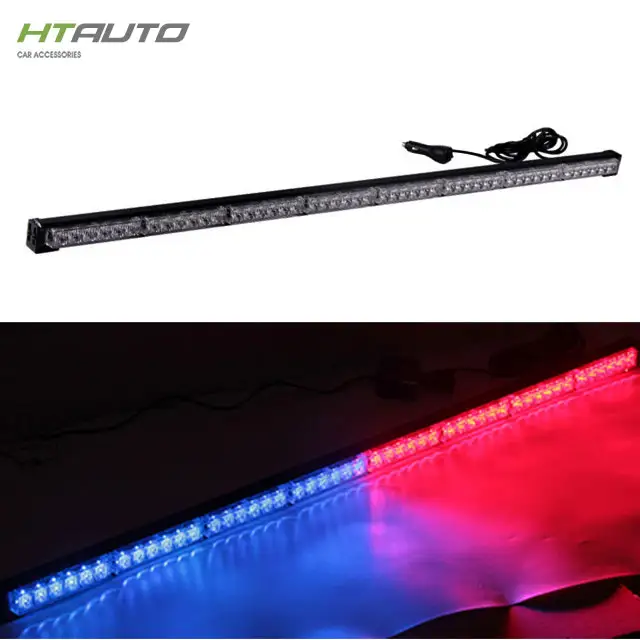 HTAUTO-Barra de luz LED de emergencia para coche, 45 pulgadas, 48W, ámbar