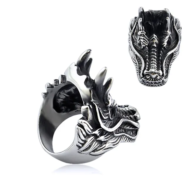Barato por atacado dragão fundição anel de design de jóias homens de aço inoxidável