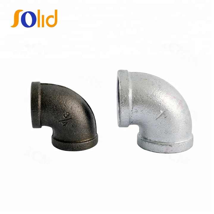 Hot Dip Galvanized & Black Malleable Iron Pipe Fitting 90 Degree Elbow