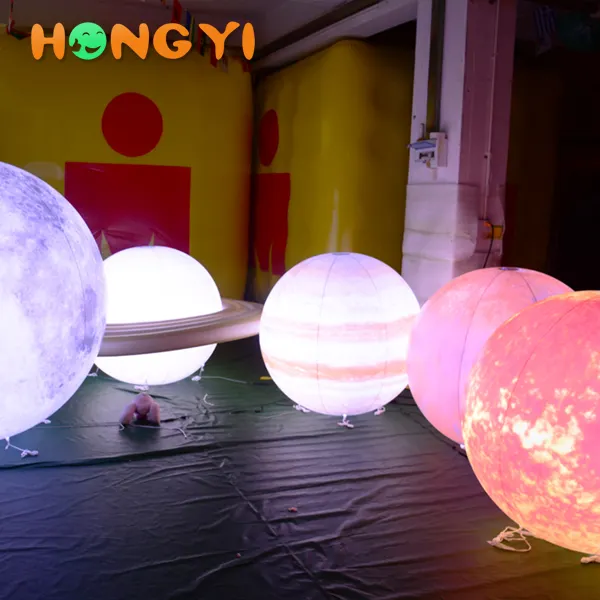 Globo led inflable personalizado de nueve planetas/Sistema Solar planeta hinchable para Decoración