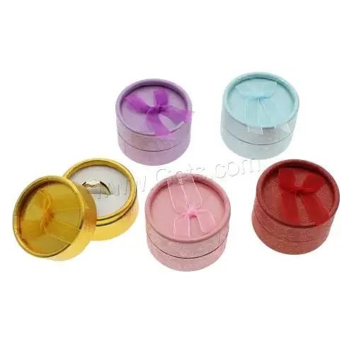 wholesale Cardboard Single ring jewelry box with organza tulle Flat Round 54x36mm 1049290