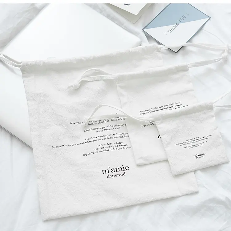 Saco de musselina para presente, tamanho personalizado pequeno branco grande bolsa branca para joias lona logotipo impresso embalagem calico de algodão bolsa de cordão