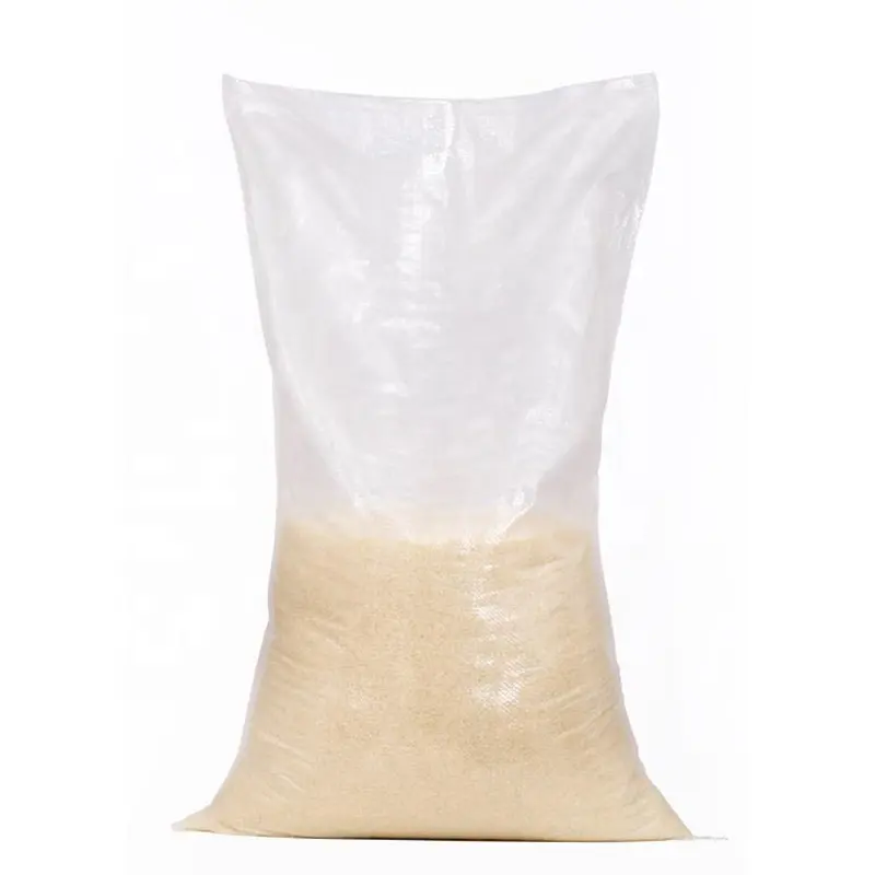 Saco de arroz de plástico transparente, bolsa tejida de pp para paquete, 25kg, 50kg