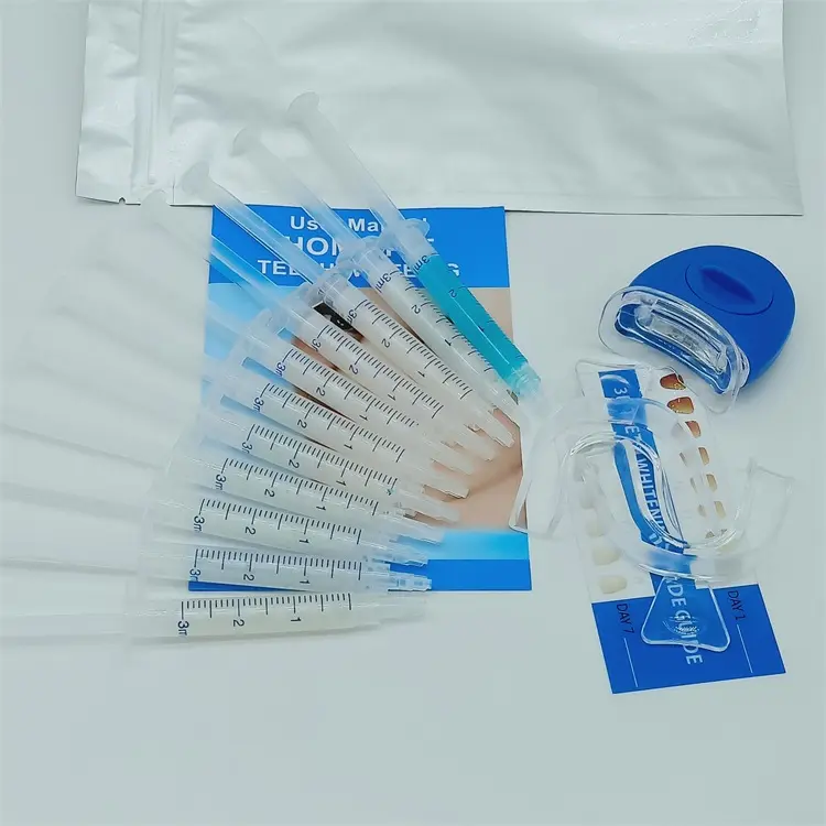 Kit de blanqueamiento dental con luz LED de uso conveniente para uso doméstico, protector de termoformado, juego de blanqueamiento dental