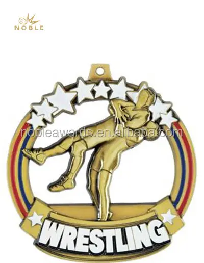 Diseño libre de Metal de oro de medalla de lucha libre para deportes