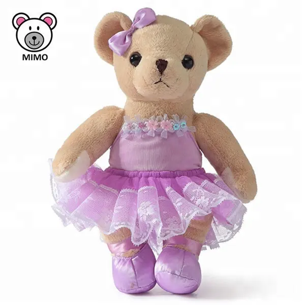 Mooie Paarse Jurk Teddybeer Pop Knuffel Met Tutu Rok Goedkope Groothandel Custom Gevulde Knuffel Baby Teddybeer pluche