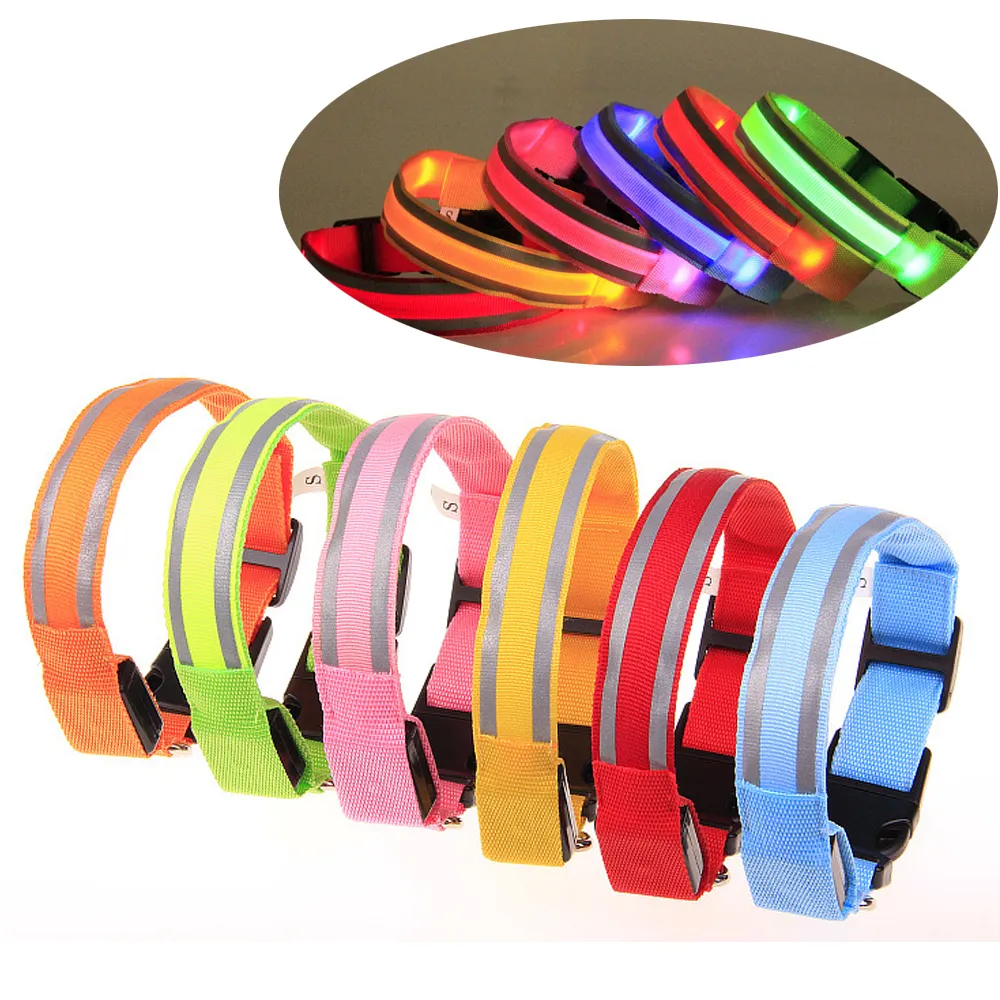 Usb Rechargeable Pet Collars Eco friendly Reflective Adjustable Night Safety Flashing Led Dog Collars