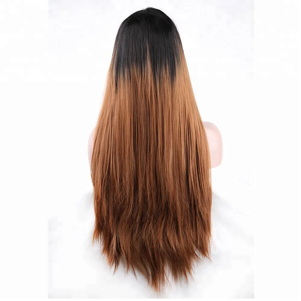 Peruca de cabelo humano liso, barato 24 polegadas longo 10a grau de seda virgem cabelo humano cor 1b/30 de renda frontal