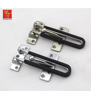 Bán buôn Hợp kim kẽm bảo vệ cửa với cao su màu đen an ninh khóa satin Nickel cửa bảo vệ Bolt, khóa cửa an toàn - Product Image 4