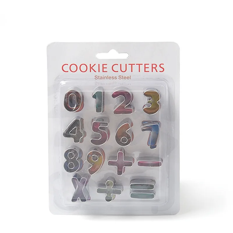 15 Cái Số Thép Không Gỉ Cookie Cookie Set Chữ Số Ả Rập Bánh Quy Cắt Bánh