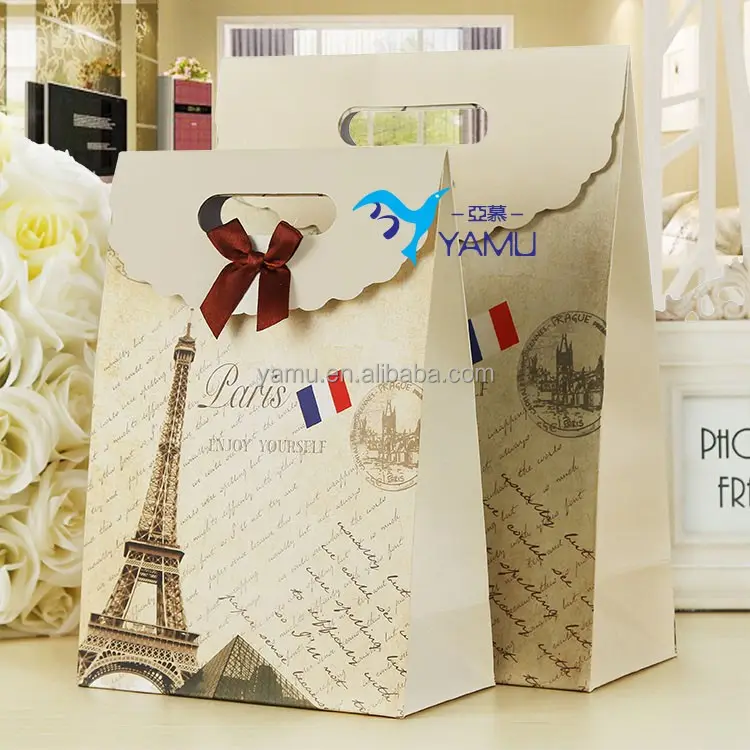 ฝรั่งเศส Paris Eiffel Tower ของขวัญกระเป๋าของขวัญขายส่งที่กำหนดเอง