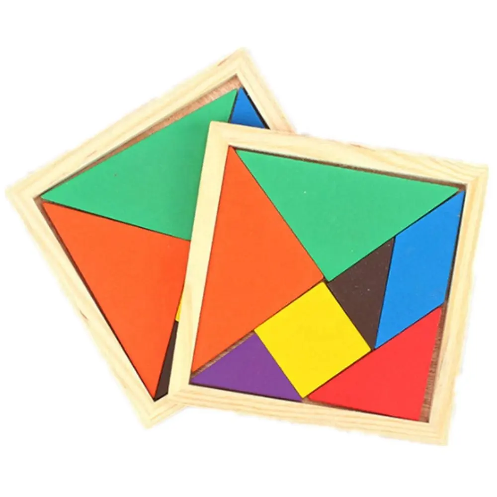 Rompecabezas Tangram de madera para entrenamiento de inteligencia geométrica, colorido