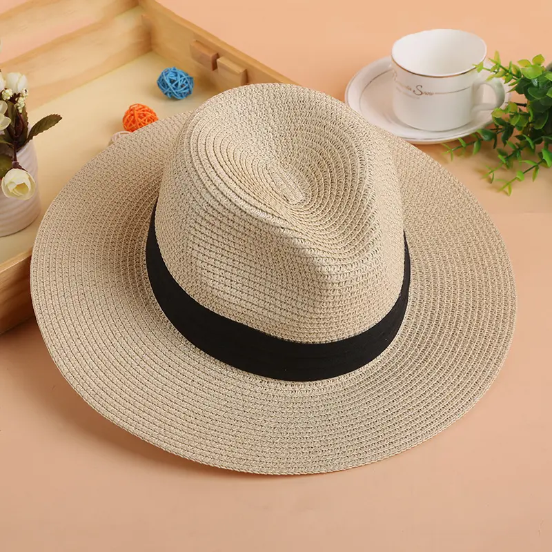 Chapéu de palha personalizado para mulheres e homens, venda no atacado da moda