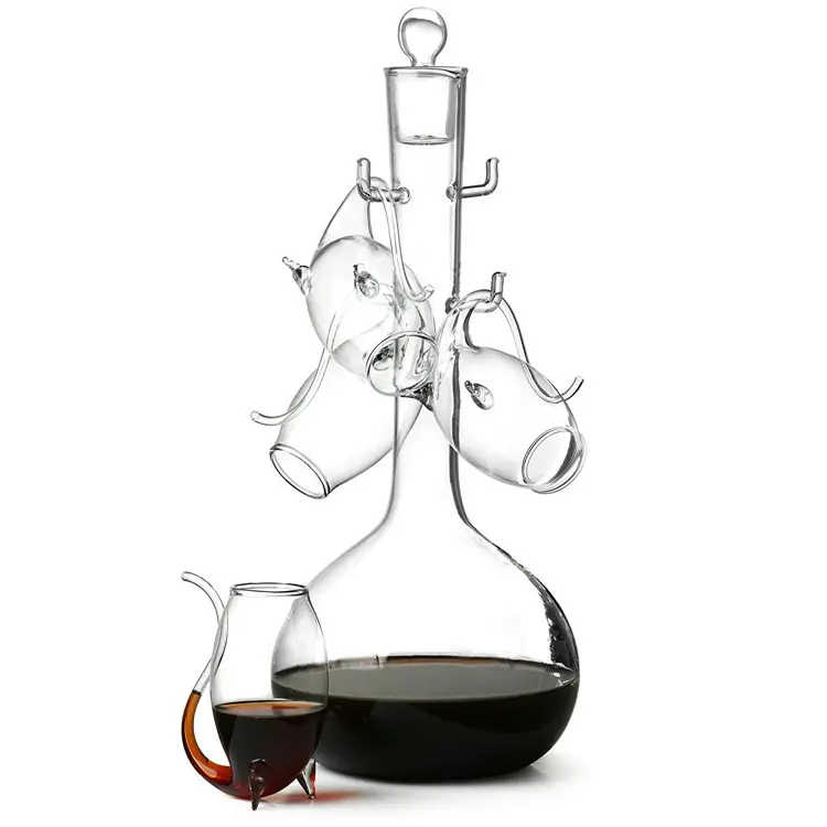 Vendite calde Online set di decanter in vetro borosilicato alto decanter globo set di decanter per vino senza piombo set di vino con bicchieri da vino