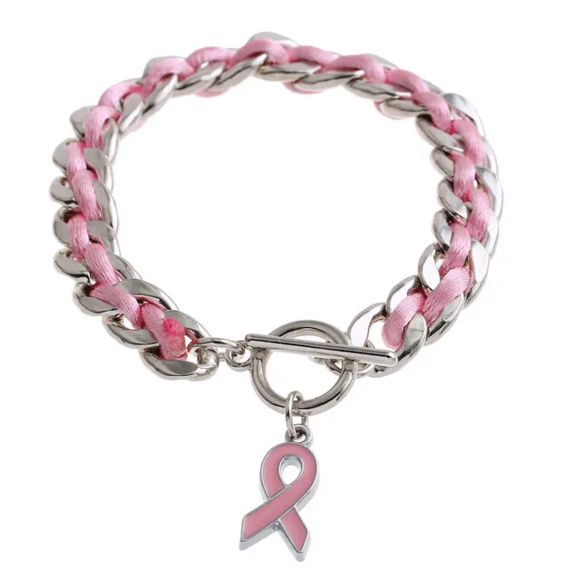 handmade personalized PINK RIBBON Breast Cancer Awareness Bracelets