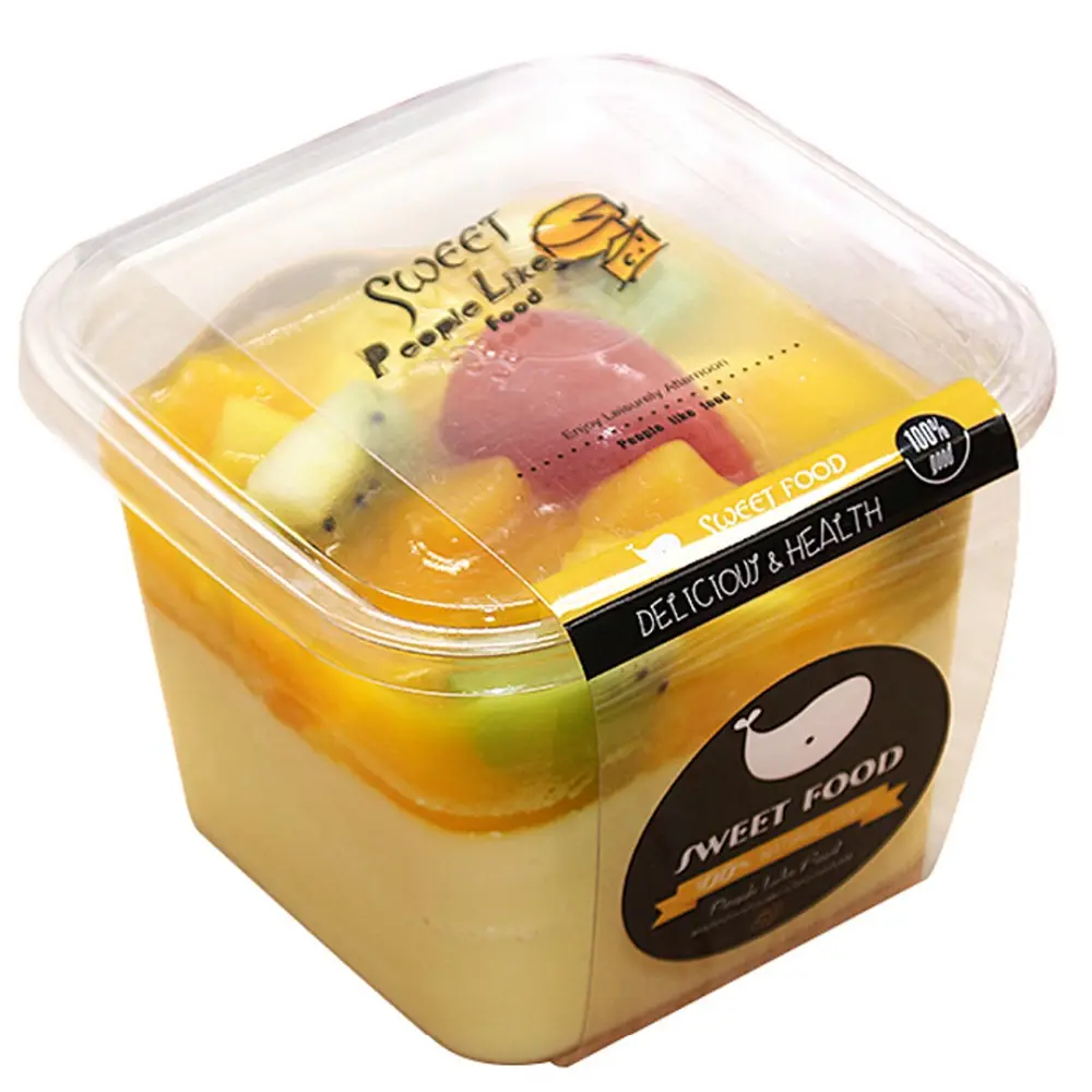 Accetta scatola da asporto per alimenti trasparente personalizzata tazza di plastica scatola da asporto per insalata tazza da gelato biscotti di gelatina imballaggio Pet plastica Asia