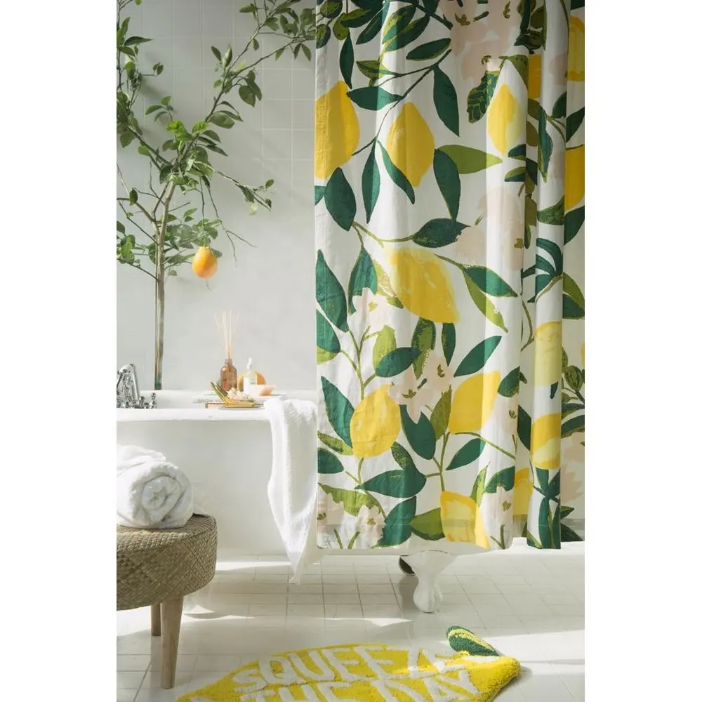 Groothandel Hoge Kwaliteit Elegante Custom Bloemen Gedrukt 100% Polyester Stof Gordijn in de Badkamer voor Douche Decor
