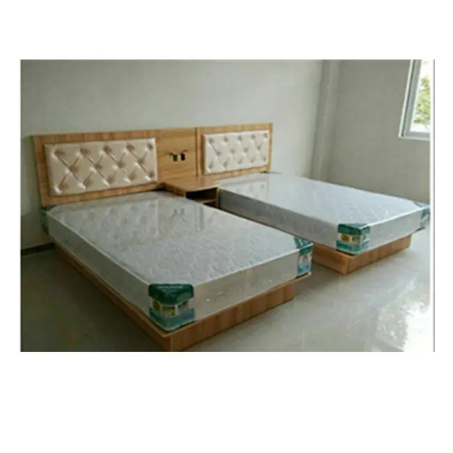 नई डिजाइन सरल लकड़ी डबल बिस्तर इस्तेमाल किया होटल फर्नीचर