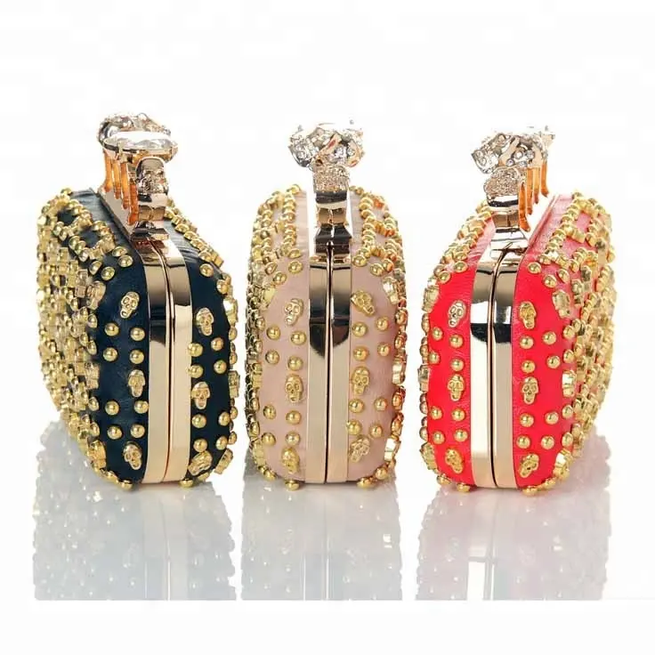 Bolsos clásicos elegantes con remaches de calavera, bolsos de mano con cierre de cuatro anillos, banjara, venta al por mayor