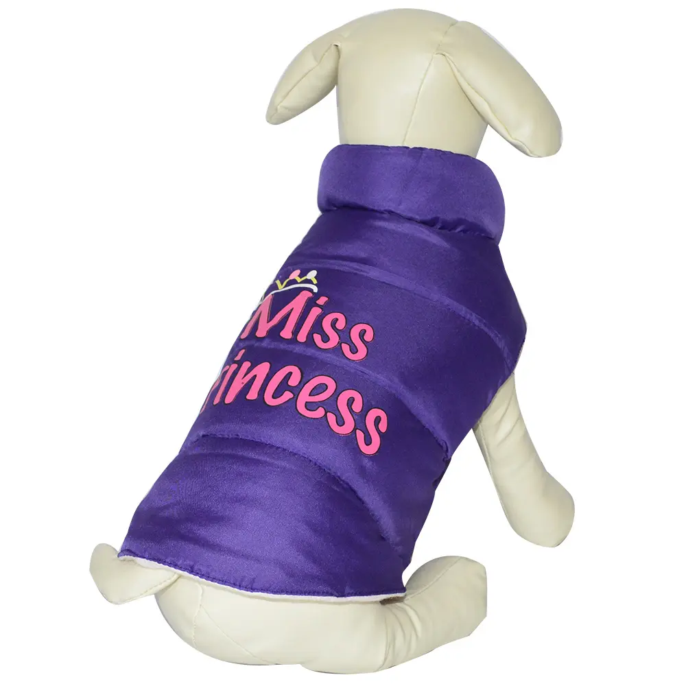 Viola vestiti dell'animale domestico di inverno puffy coat dog fashion design spessa giacca con interno in pile