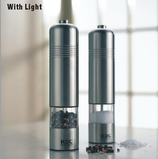 China manufacturing source manufacturersstainless steel electric salt and pepper mill with light with base