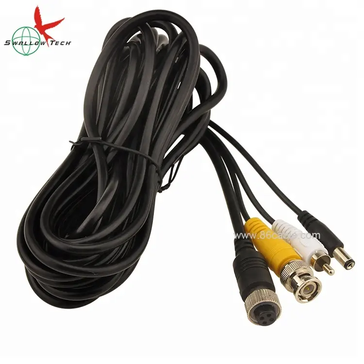 Aviation 4Pin Camera Extension Cable to BNC RCA DC adapter