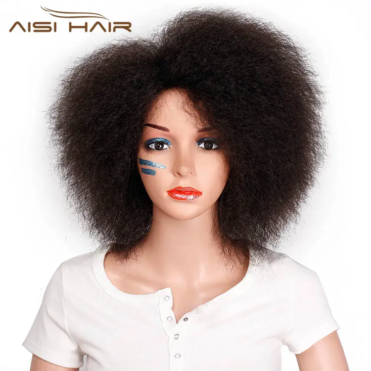 Aisi hair peruca de cabelo sintético, curta, resistente ao calor, encaracolada, afro, macio, cosplay, para afroamericanos