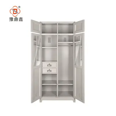 Wholesale cheap locker metal wardrobe home used 2 door officer clothes soldier wardrobe