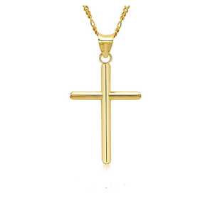 Stainless Steel Religious Classic <strong>Cross</strong> Necklace Tarnish <strong>Free</strong> High Polish 18K Gold Plated Plain <strong>Cross</strong> Charm Pendant Necklace - Product Image 3