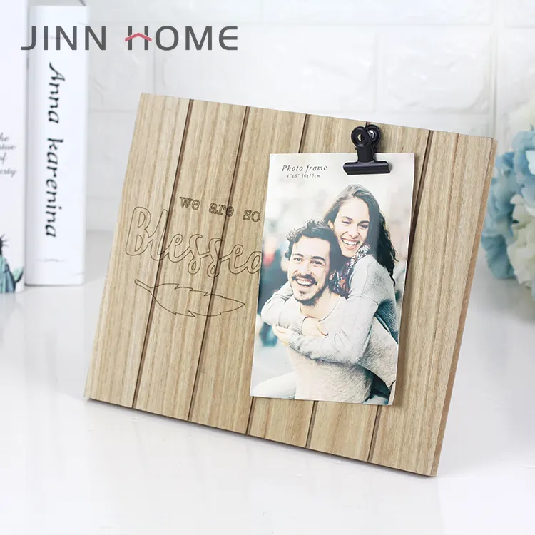 Nuovo design Personalizzato Lasing Rustico in legno Photo Frame Per Il Regalo dell'amante