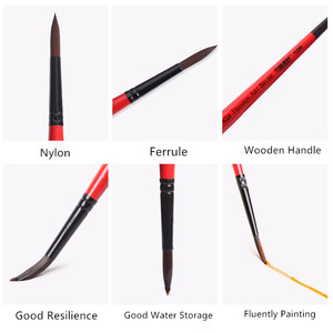 Toptan Transon Yuvarlak sanatçı boya fırçası Detay Seti 9 adet Akrilik, Guaj, Yağ, Tempera, emaye ve Yüz Boyama - Product Image 3