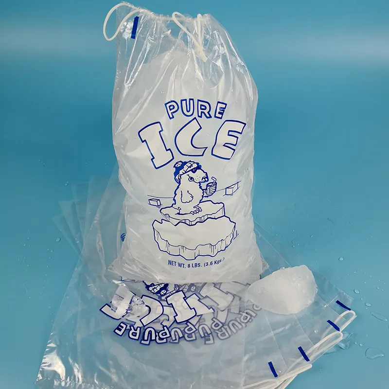 Sac de glace jetable de vente chaude, sac de glaçon en plastique, sac jetable de refroidisseur de glace